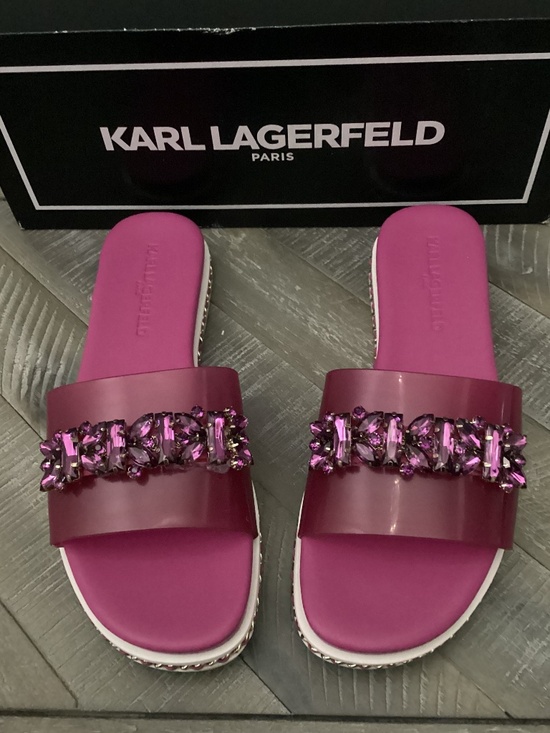 Karl Lagerfeld Shoes - KARL LAGERFELD PARIS Women's Bijou Embellished Slide Sandals